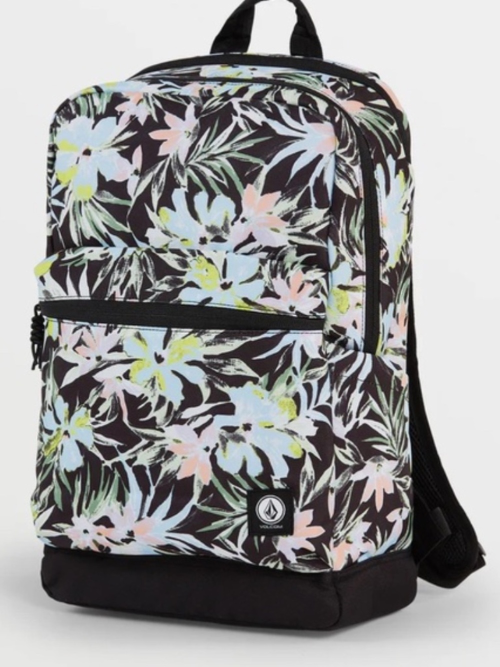 Volcom Floral Full Size Backpack Black Tropical Print School Bag